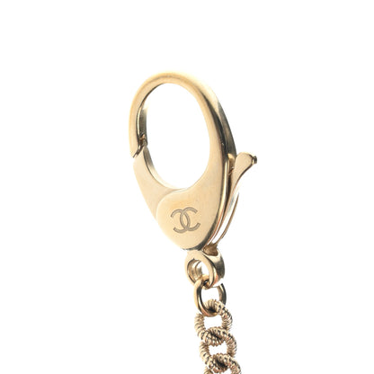 Chanel Metal Quilted CC Bag Charm Gold Pearly White 3 of 4