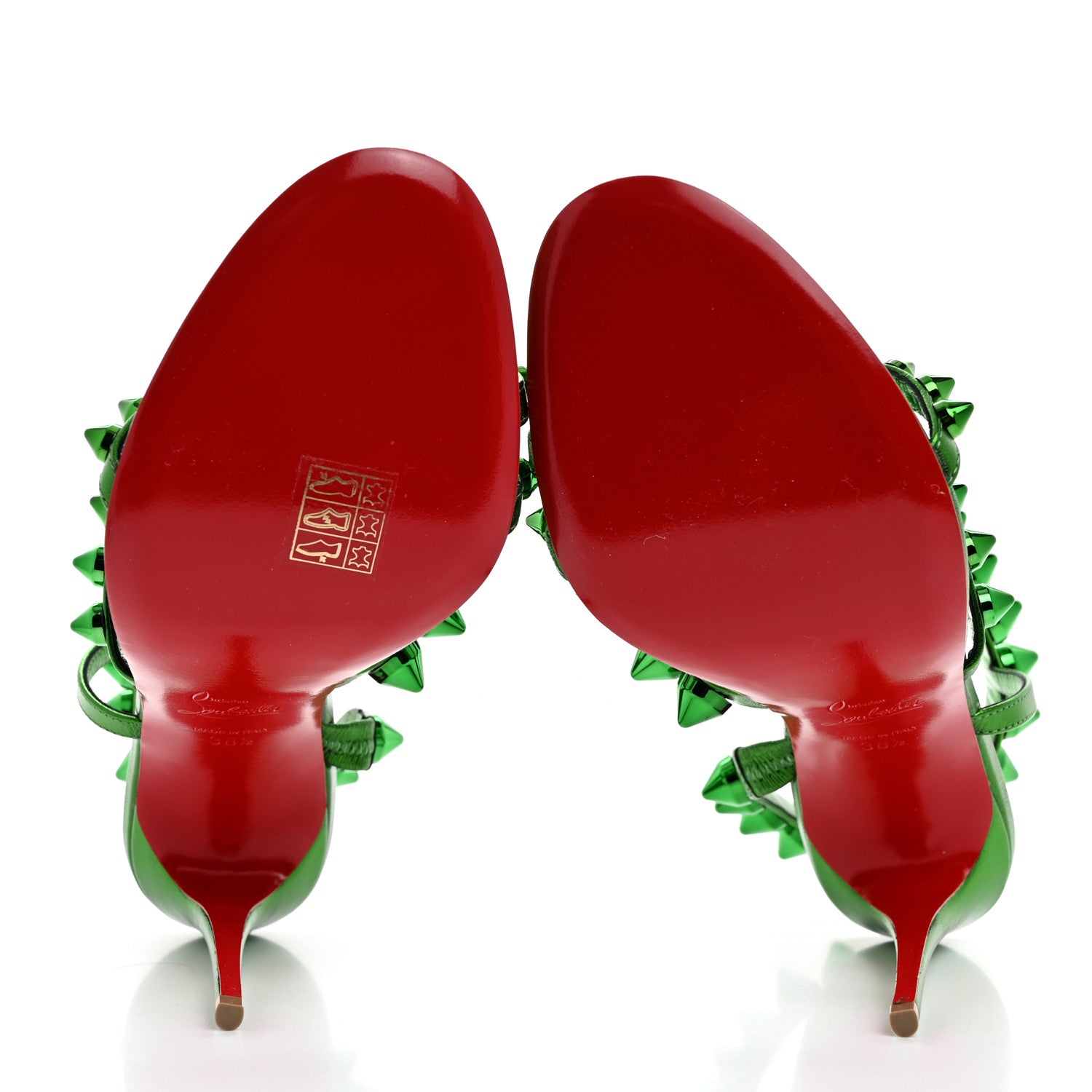 Christian Louboutin Metallic Calfskin Spikita 100 Sandals 38.5 Spinach 5 of 8