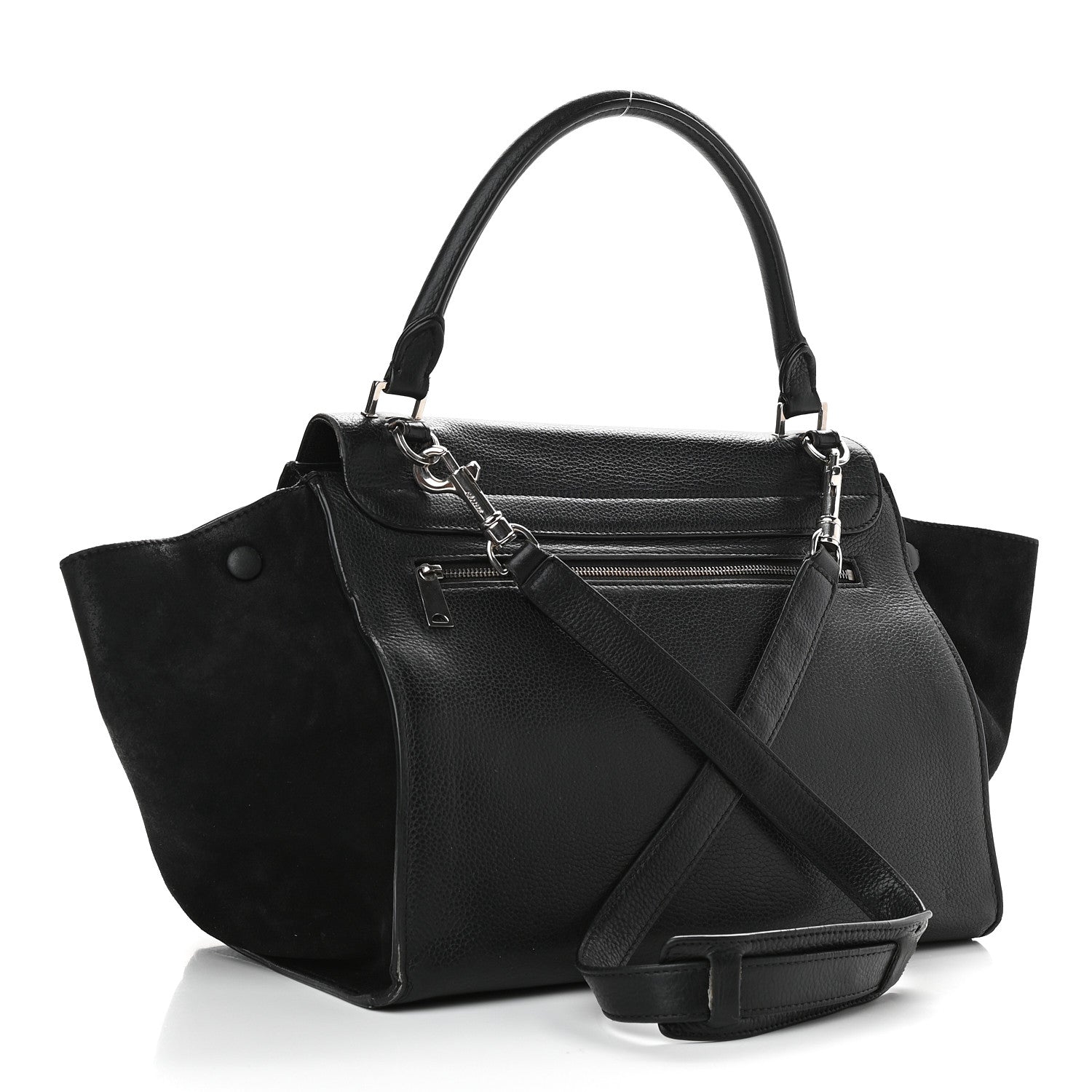 Celine Drummed Calfskin Suede Large Trapeze Black 2 of 15