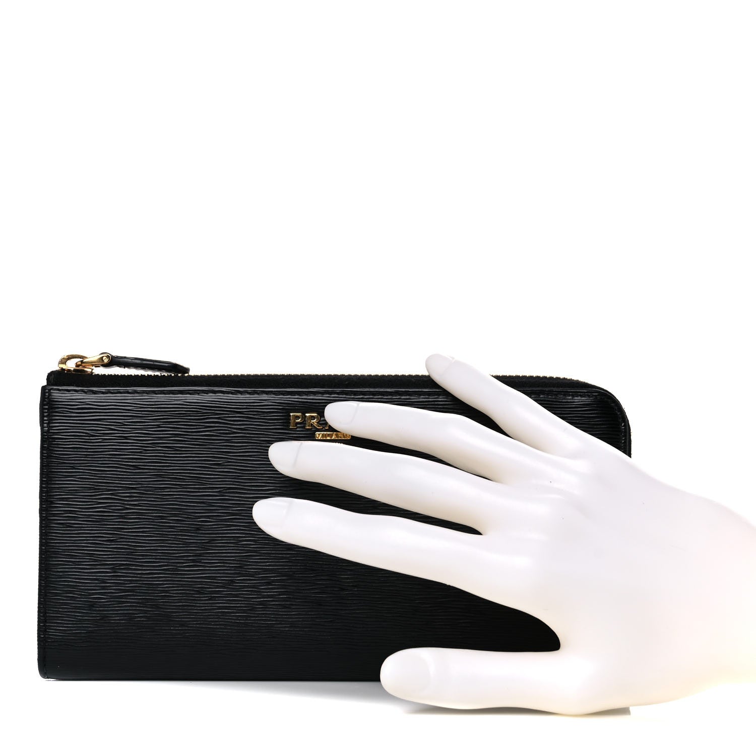 Prada Vitello Move Half Zip Wallet Black 2 of 12