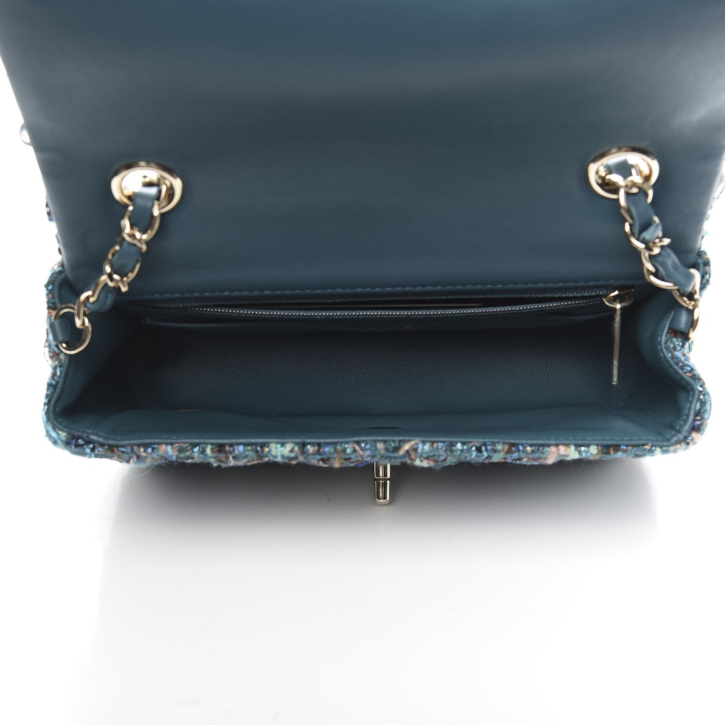 Tweed Quilted Egyptian Mini Rectangular Flap Turquoise