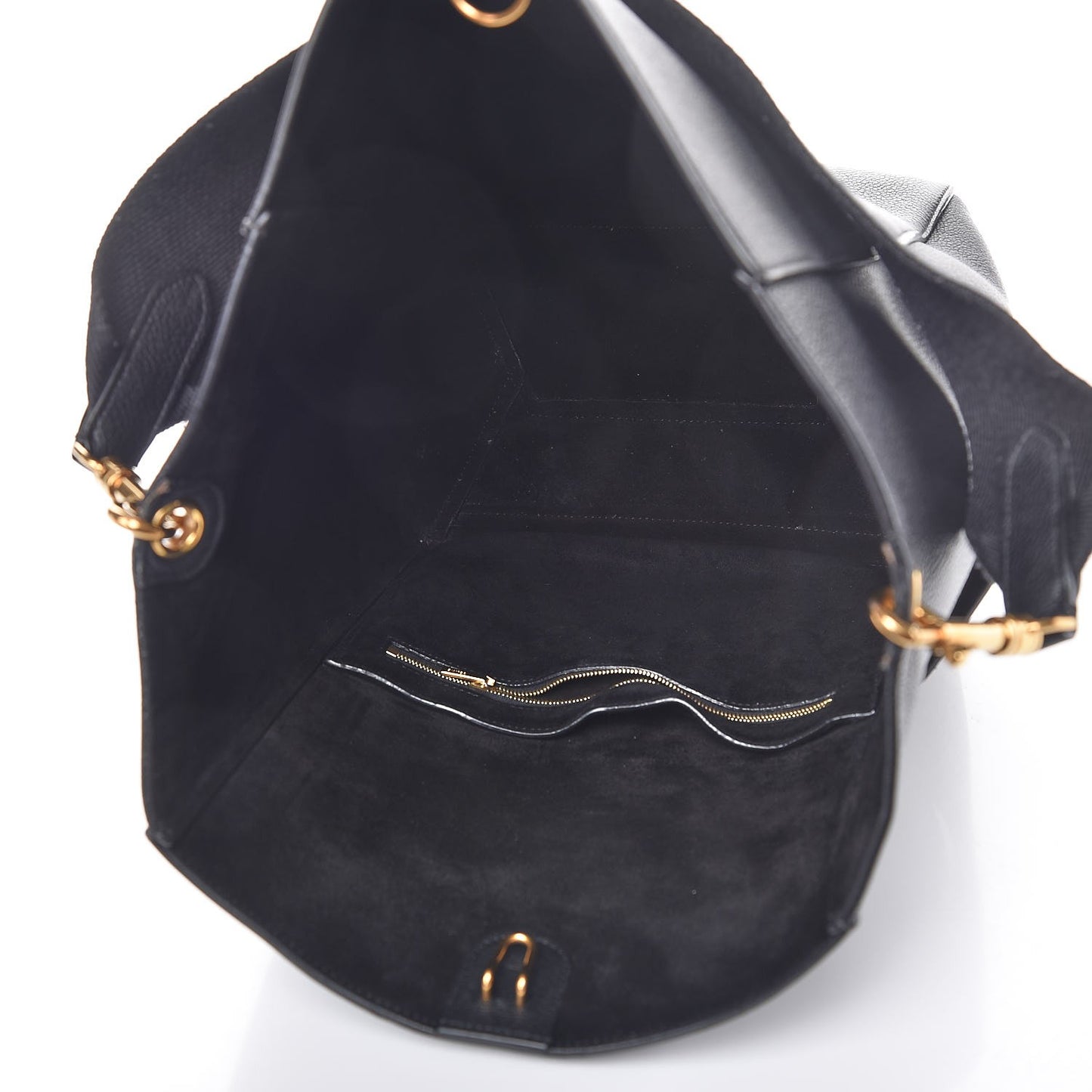 Soft Grained Calfskin Sangle Bucket Bag Black