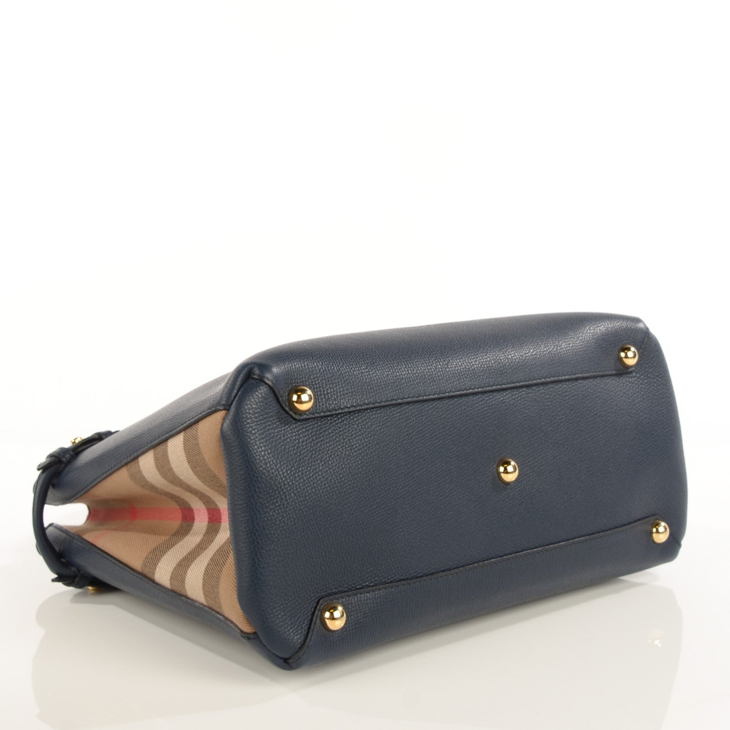 Burberry Grainy Calfskin House Check Medium Banner Tote Ink Blue 7 of 12