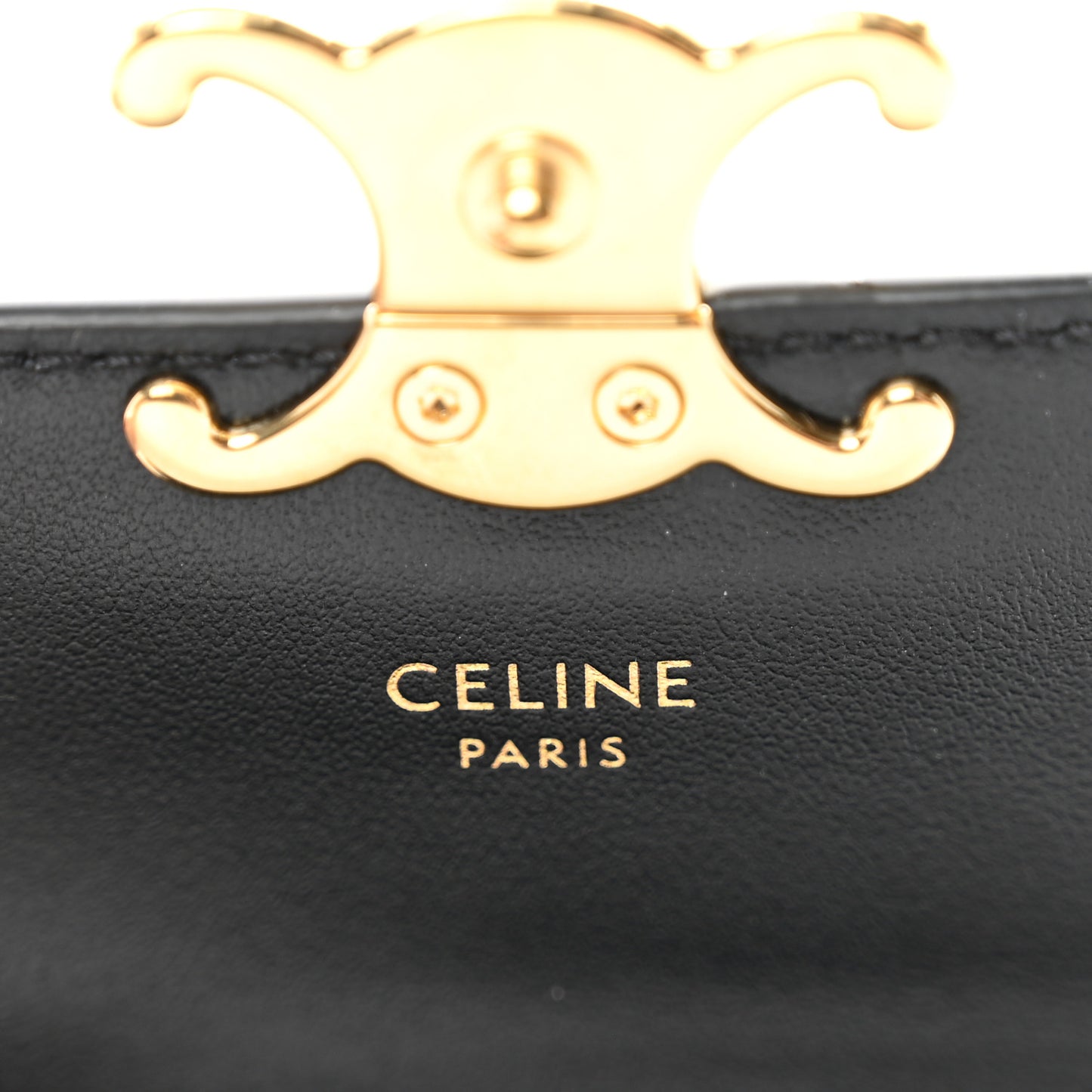 Shiny Calfskin Triomphe Flap Card Holder Black