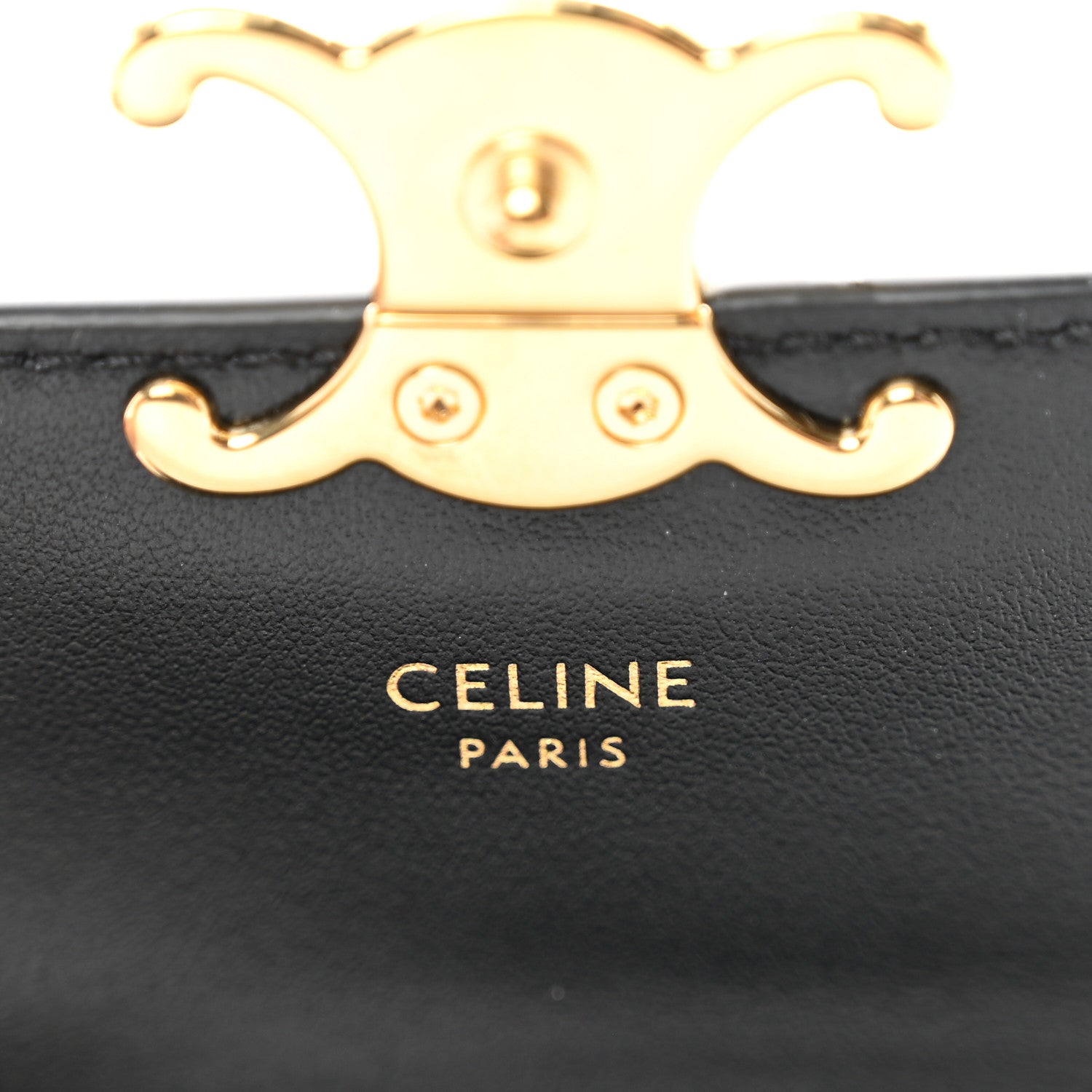 Celine Shiny Calfskin Triomphe Flap Card Holder Black 5 of 7