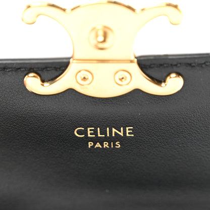 Celine Shiny Calfskin Triomphe Flap Card Holder Black 5 of 7
