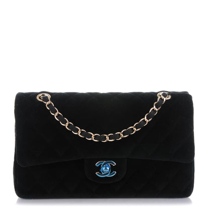 Chanel Velvet Quilted Medium Double Flap Black 1 of 8