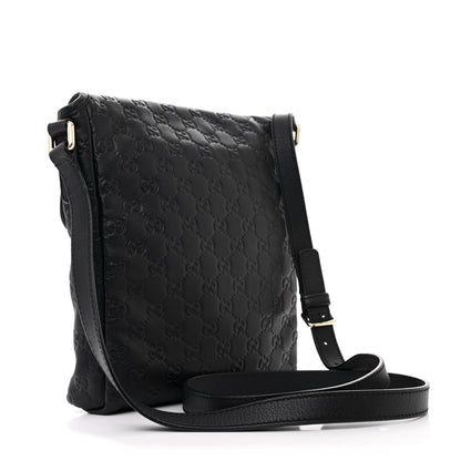 Gucci Guccissima Small Flap Messenger Bag Black 3 of 11
