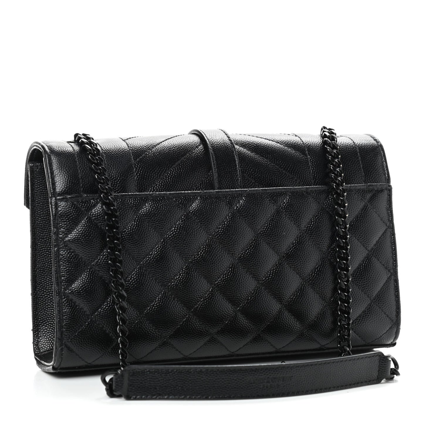 Grain De Poudre Textured Mixed Matelasse Triquilt Small Monogram Satchel Black
