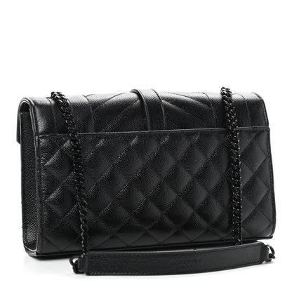 Saint Laurent Grain De Poudre Textured Mixed Matelasse Triquilt Small Monogram Satchel Black 3 of 10