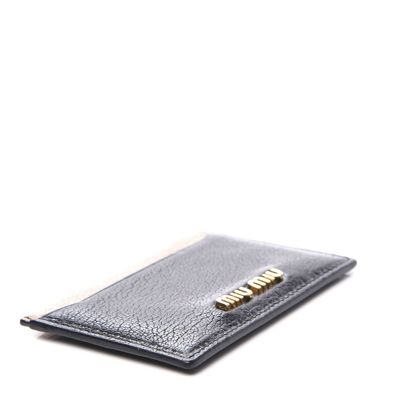 Goatskin Madras Bicolore Card Case Black Cammeo