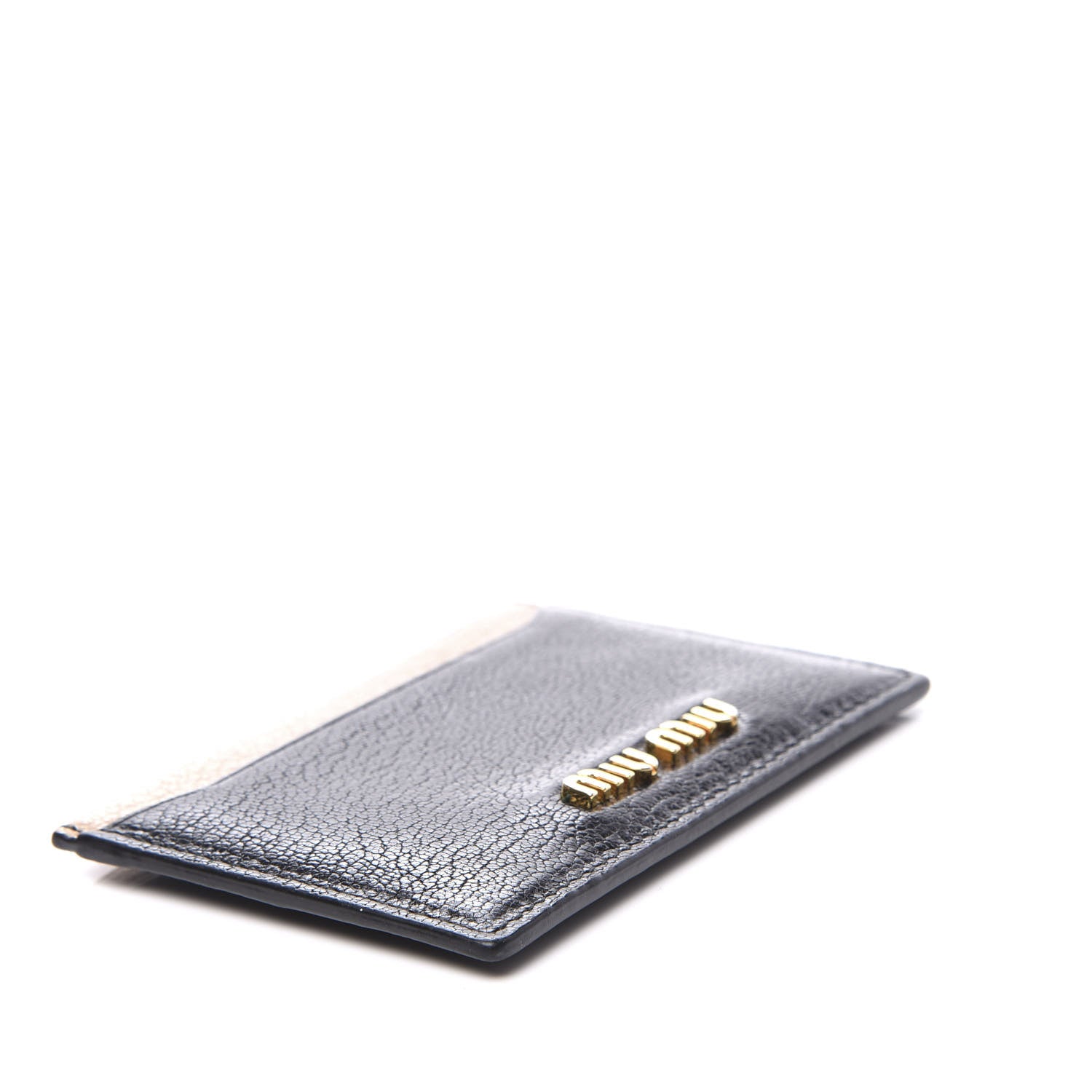 Miu Miu Goatskin Madras Bicolore Card Case Black Cammeo 6 of 8
