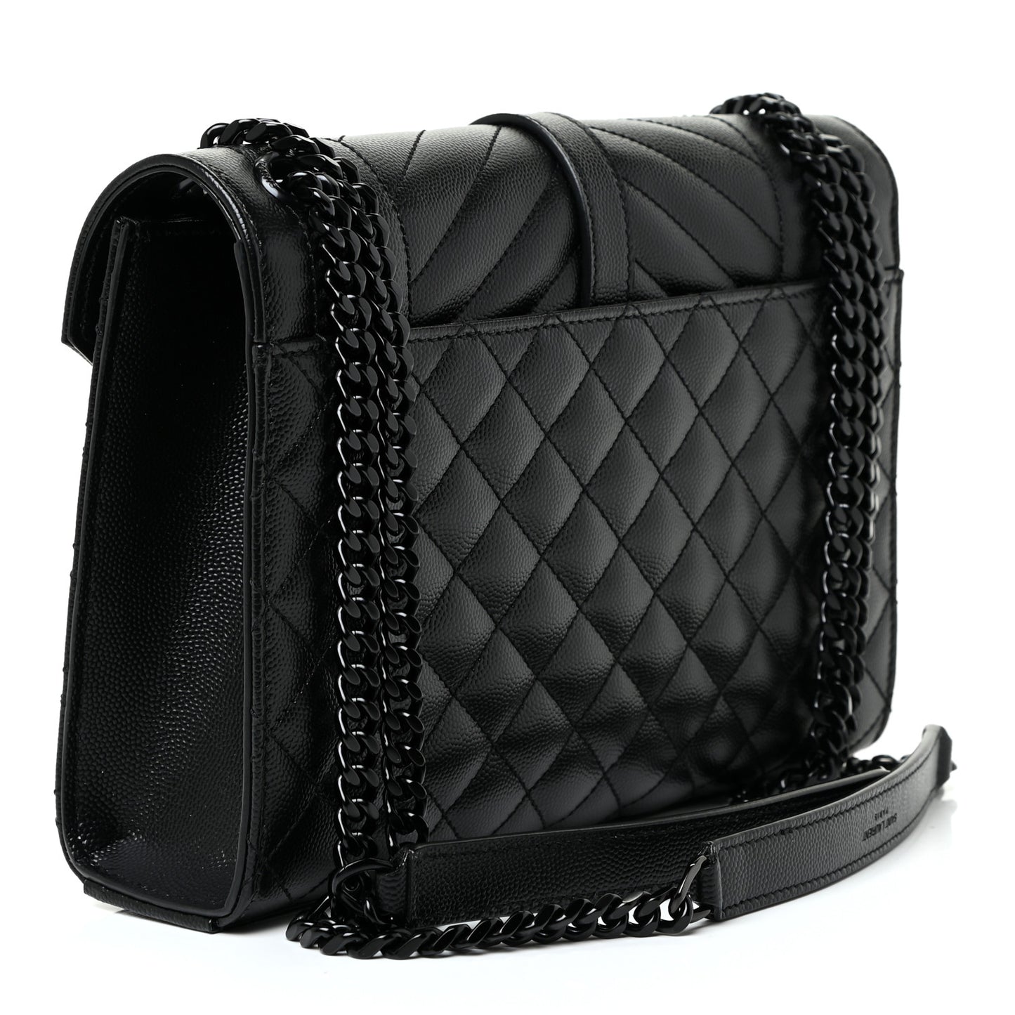 Grain De Poudre Textured Mixed Matelasse Triquilt Medium Monogram Satchel Black
