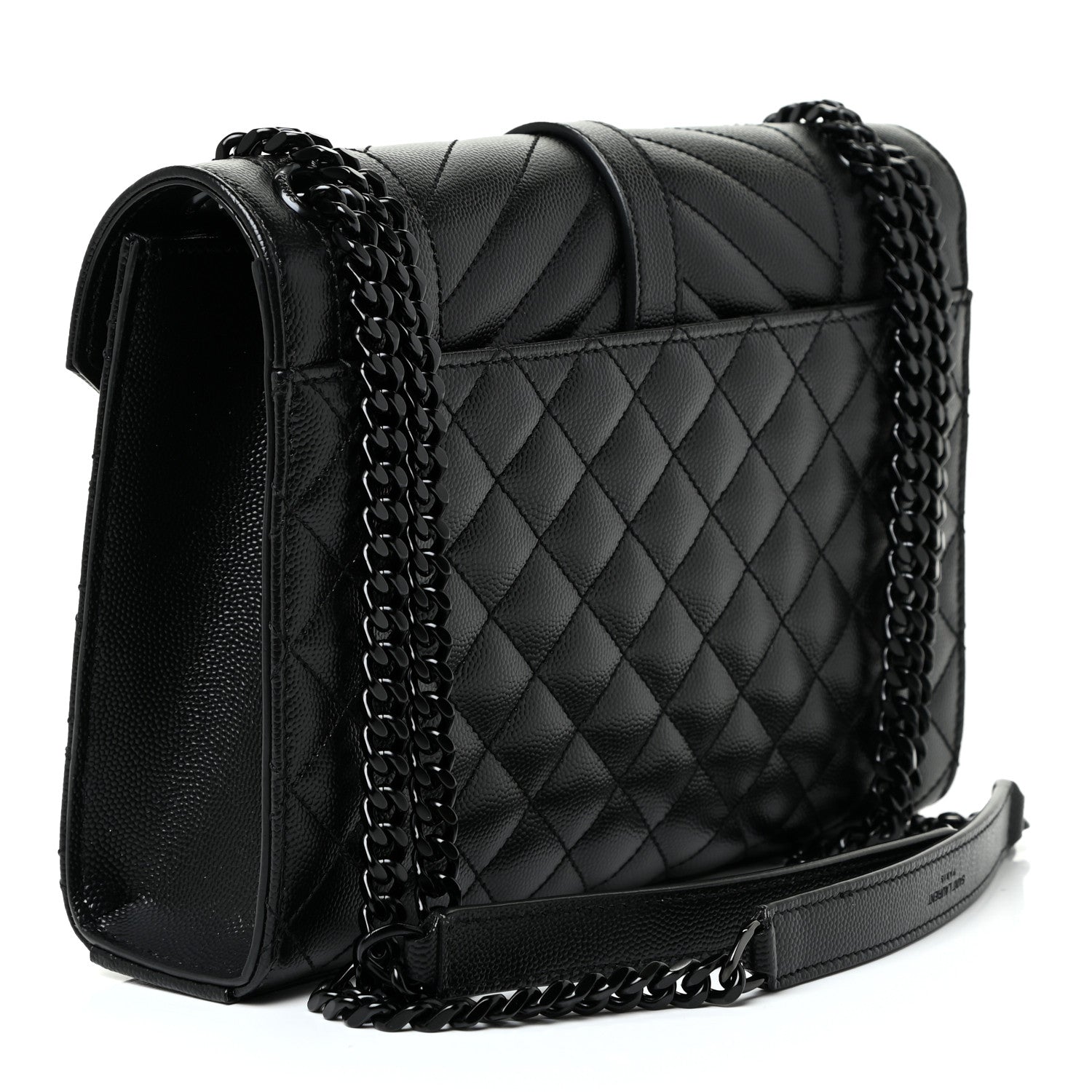 Saint Laurent Grain De Poudre Textured Mixed Matelasse Triquilt Medium Monogram Satchel Black 3 of 13