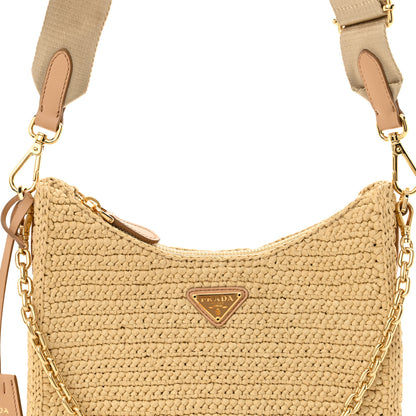 Prada Yarn Raffia Effect Crochet Re-Edition 2005 Shoulder Bag Naturale 9 of 12