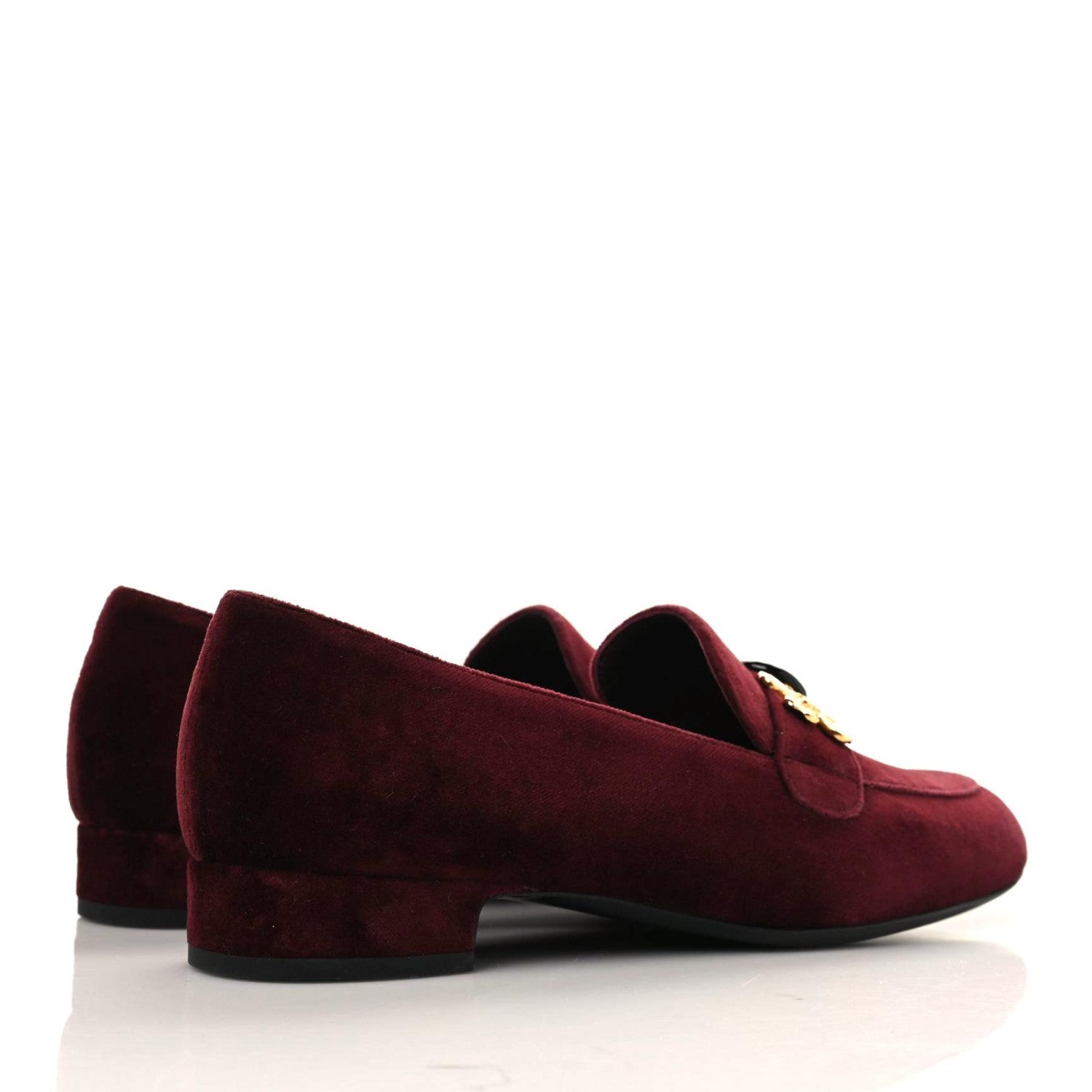 Chanel Velvet Moccasin Loafers 38 Burgundy 3 of 10