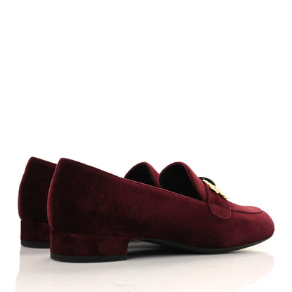 Chanel Velvet Moccasin Loafers 38 Burgundy 3 of 10