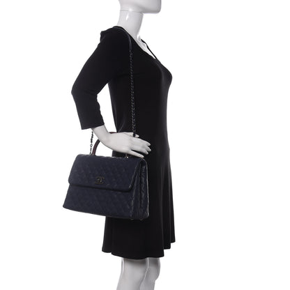 Chanel Caviar Lizard Quilted Medium Coco Handle Flap Navy 2 of 12