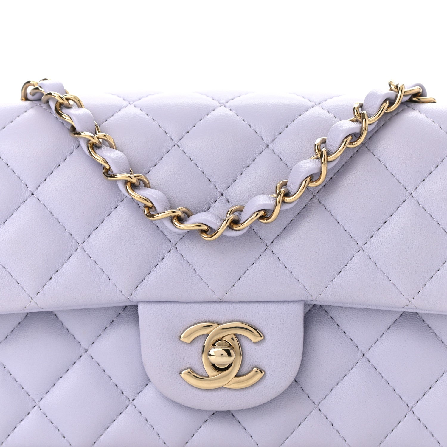 Chanel Lambskin Quilted Mini Rectangular Flap Light Purple 7 of 10