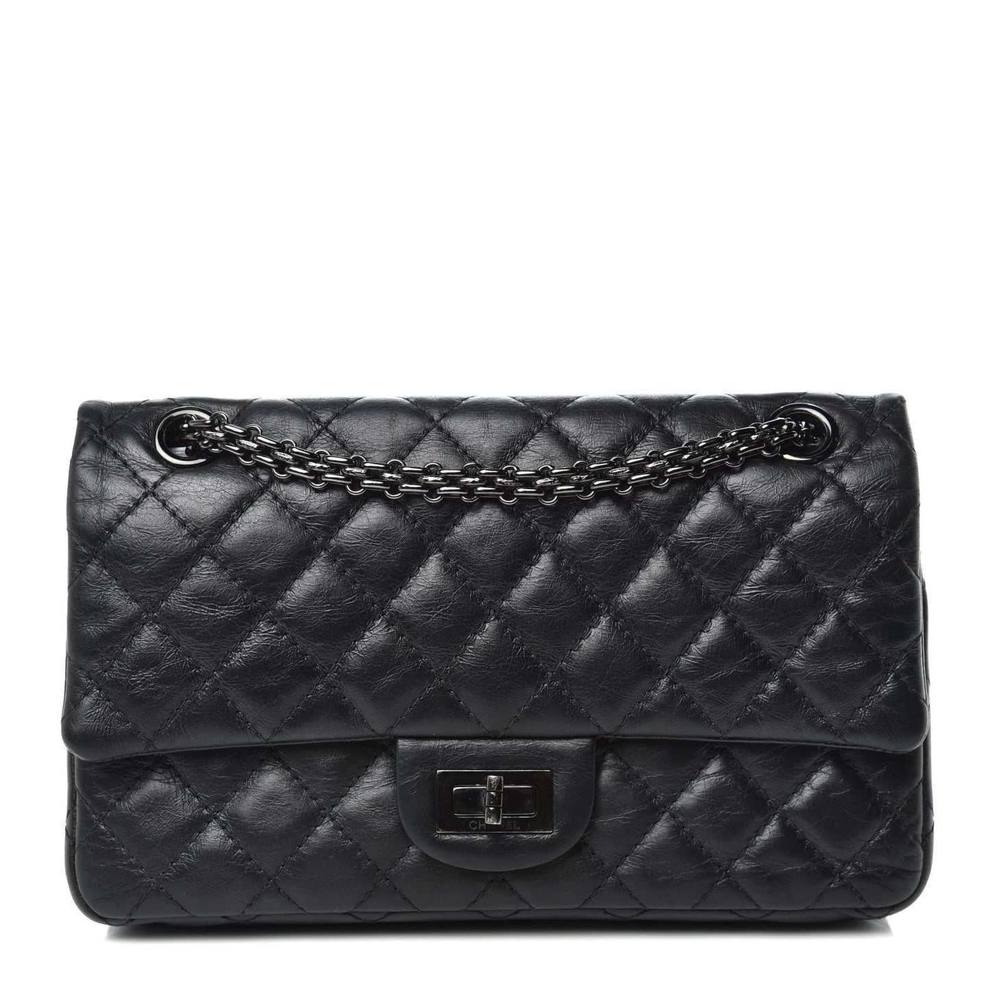 Aged Calfskin Quilted 2.55 Reissue 225 Flap So Black