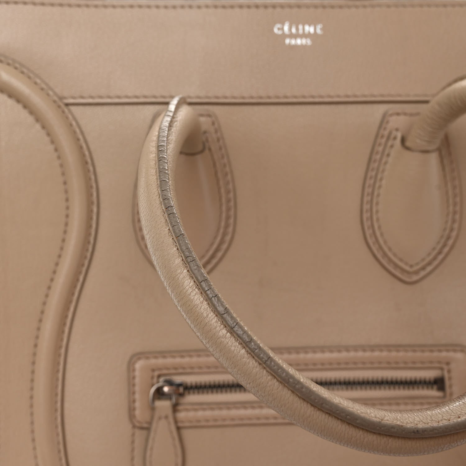 Celine Drummed Calfskin Mini Luggage Dune 10 of 10