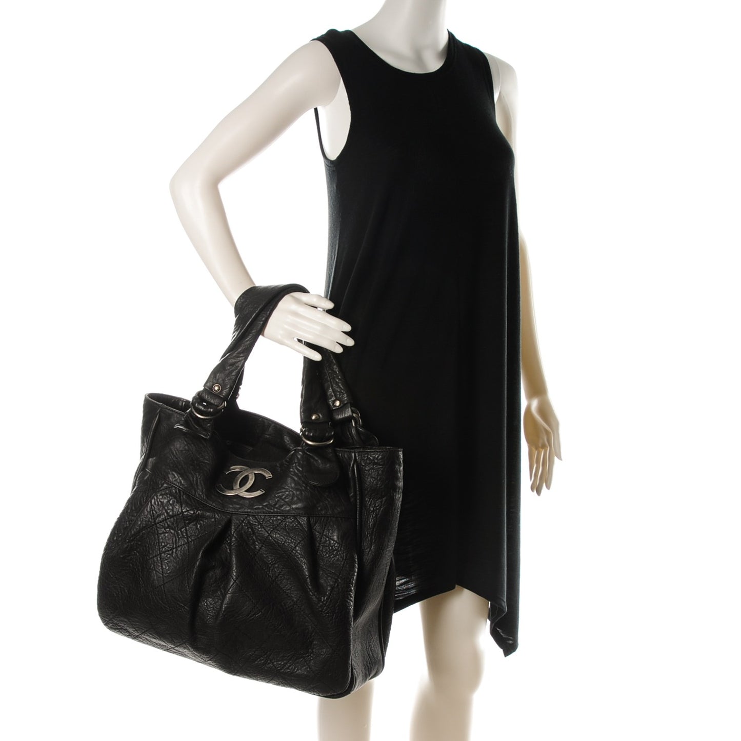 Distressed Lambskin Le Marais Tote Black