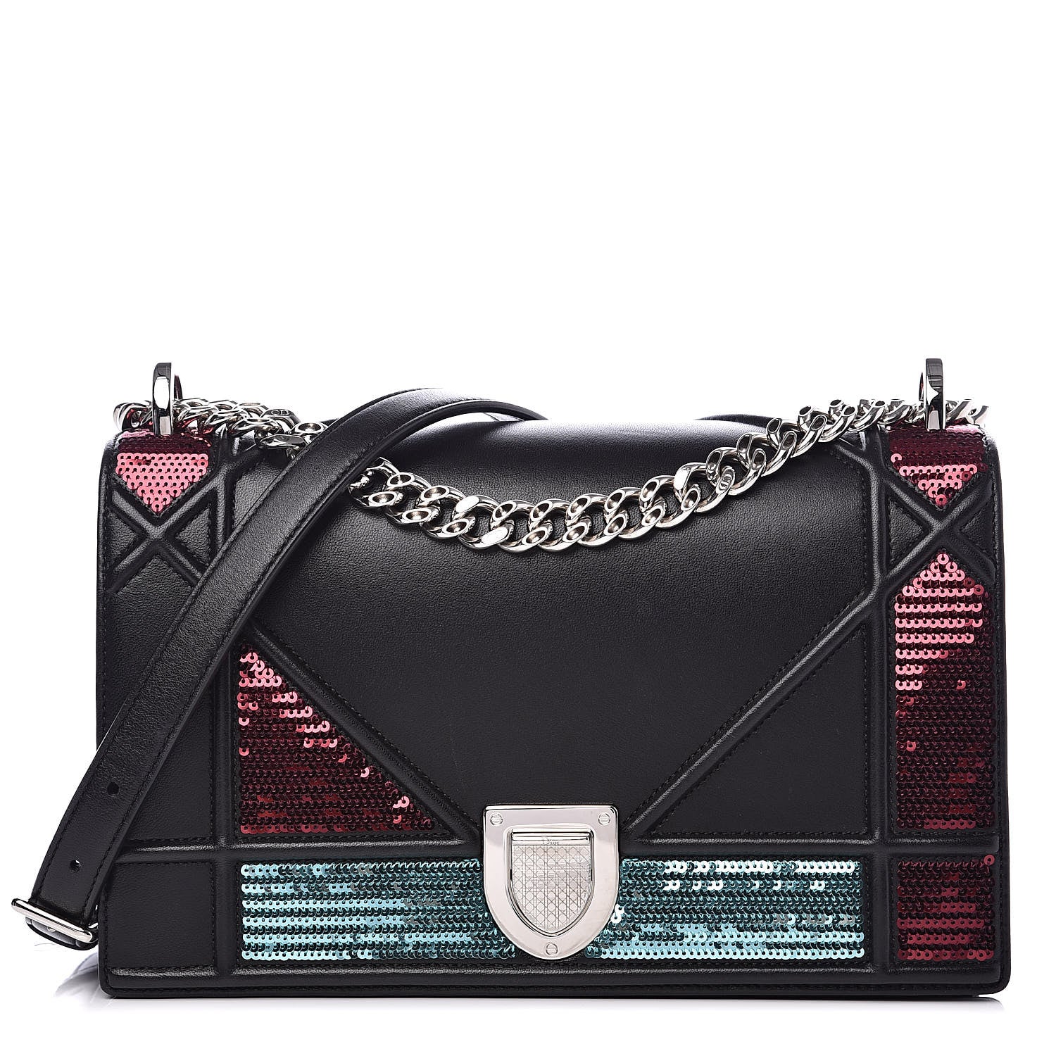 Christian Dior Lambskin Sequin Medium Diorama Flap Bag Black 1 of 15