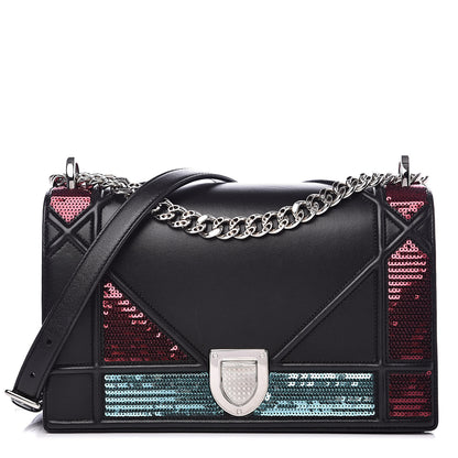 Christian Dior Lambskin Sequin Medium Diorama Flap Bag Black 1 of 15