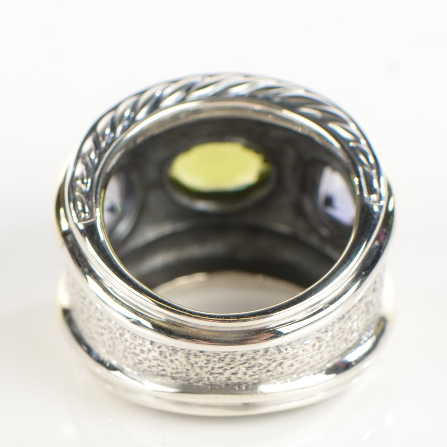 Sterling Silver 14K Yellow Gold Amethyst Peridot Renaissance Ring 52 6