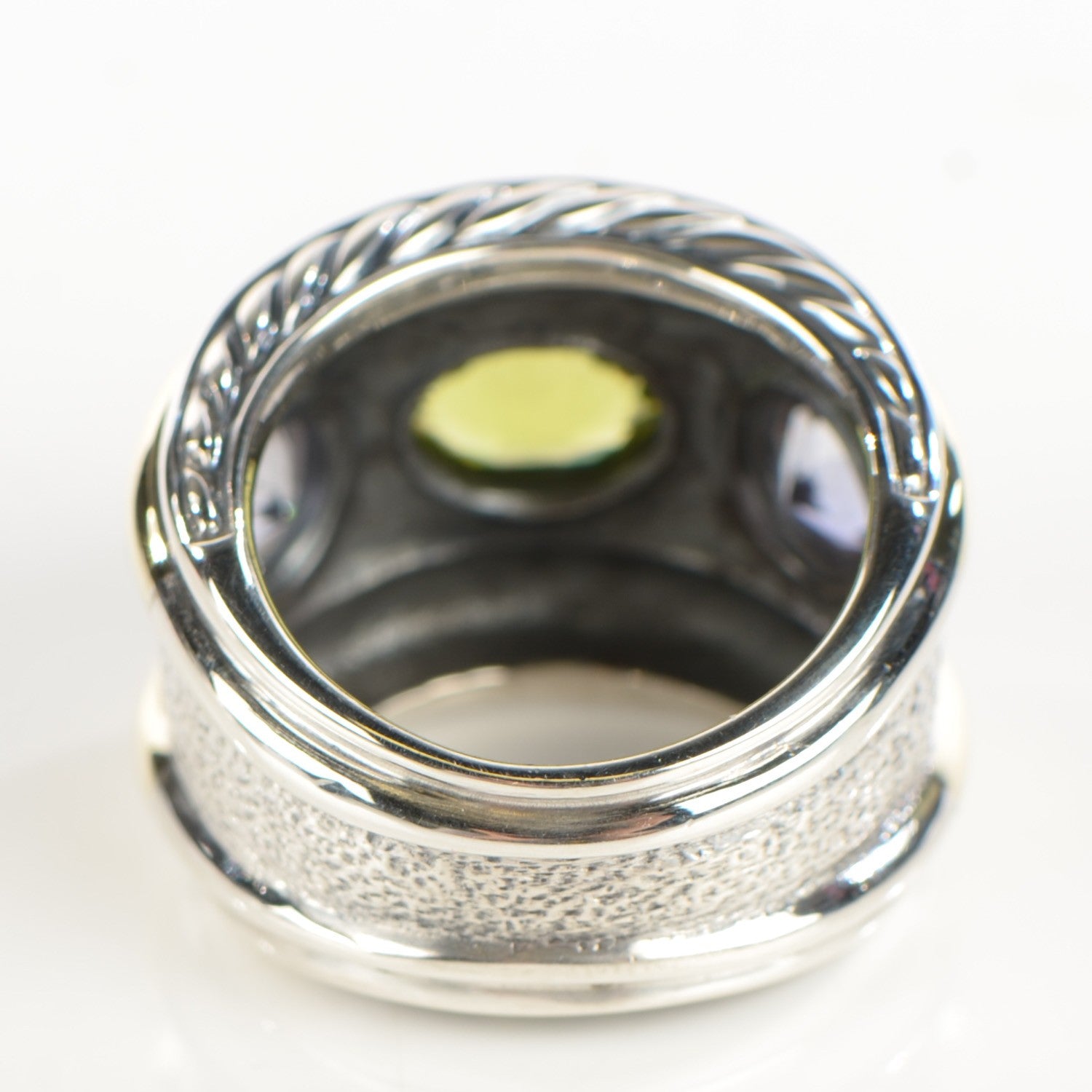 David Yurman Sterling Silver 14K Yellow Gold Amethyst Peridot Renaissance Ring 52 6 3 of 5