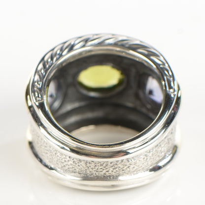 David Yurman Sterling Silver 14K Yellow Gold Amethyst Peridot Renaissance Ring 52 6 3 of 5