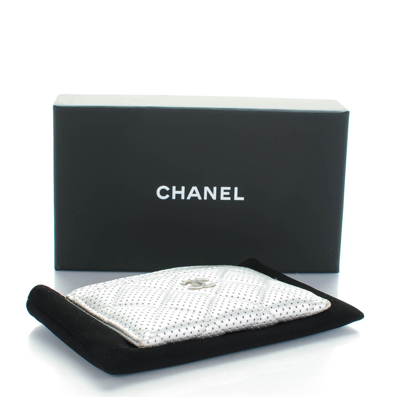 Chanel Perforated Lambskin Quilted Card Holder Light Silver 4 of 8