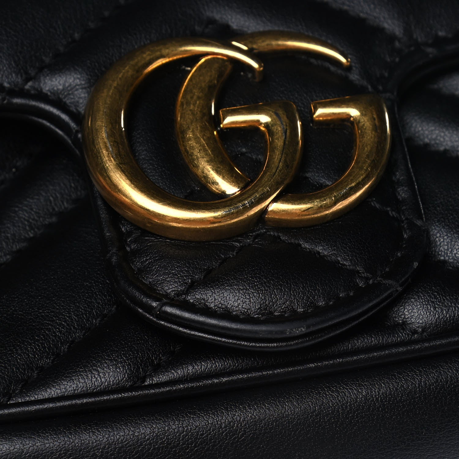 Gucci Calfskin Matelasse Super Mini GG Marmont Shoulder Bag Black 13 of 14
