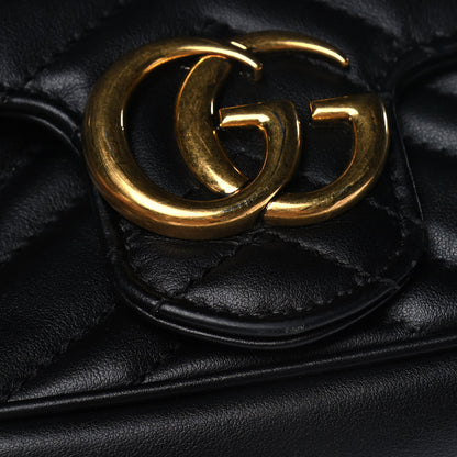 Gucci Calfskin Matelasse Super Mini GG Marmont Shoulder Bag Black 13 of 14