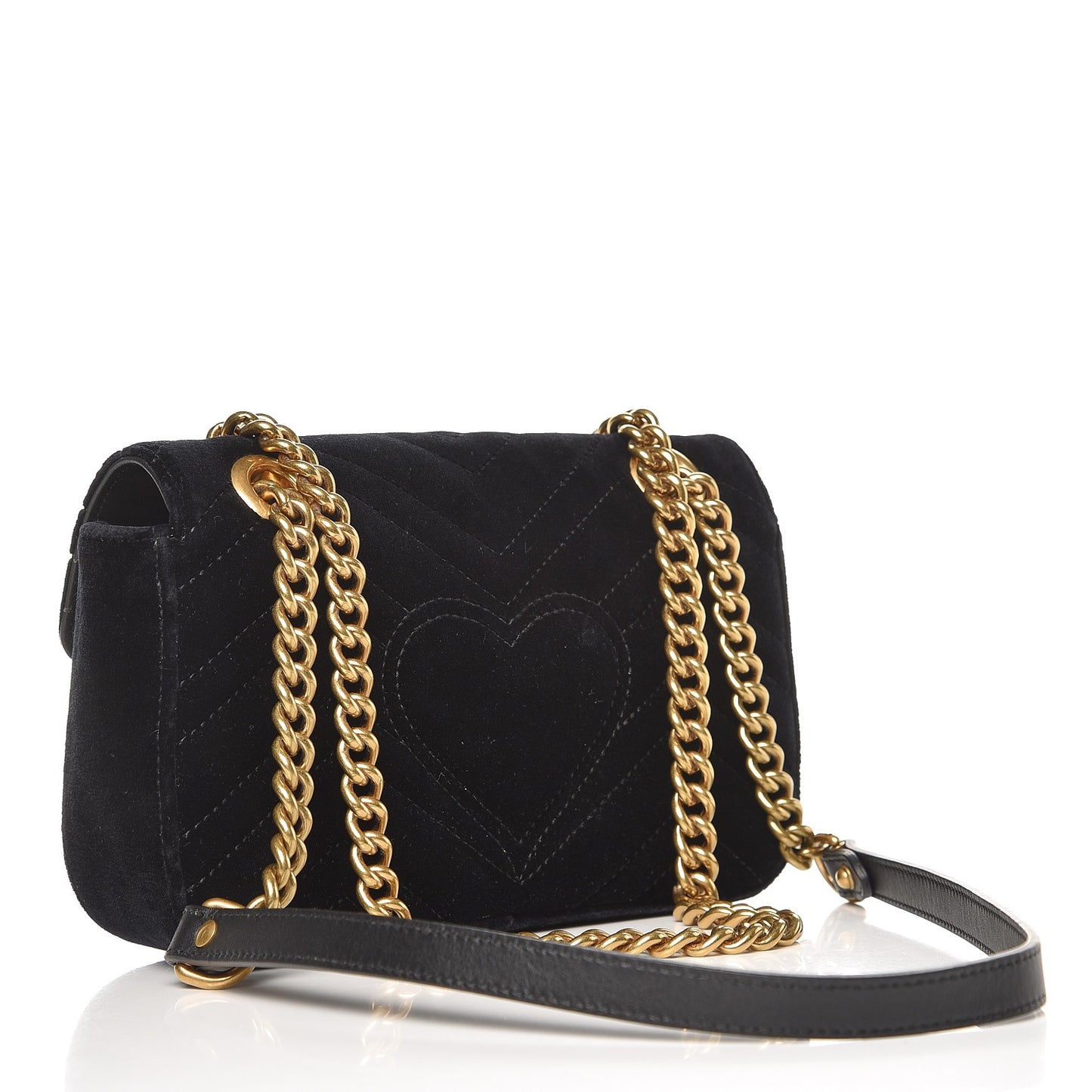 Velvet Matelasse Mini GG Marmont Shoulder Bag Black