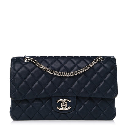 Chanel Lambskin Quilted Medium Double Flap Bijoux Chain Navy 1 of 23
