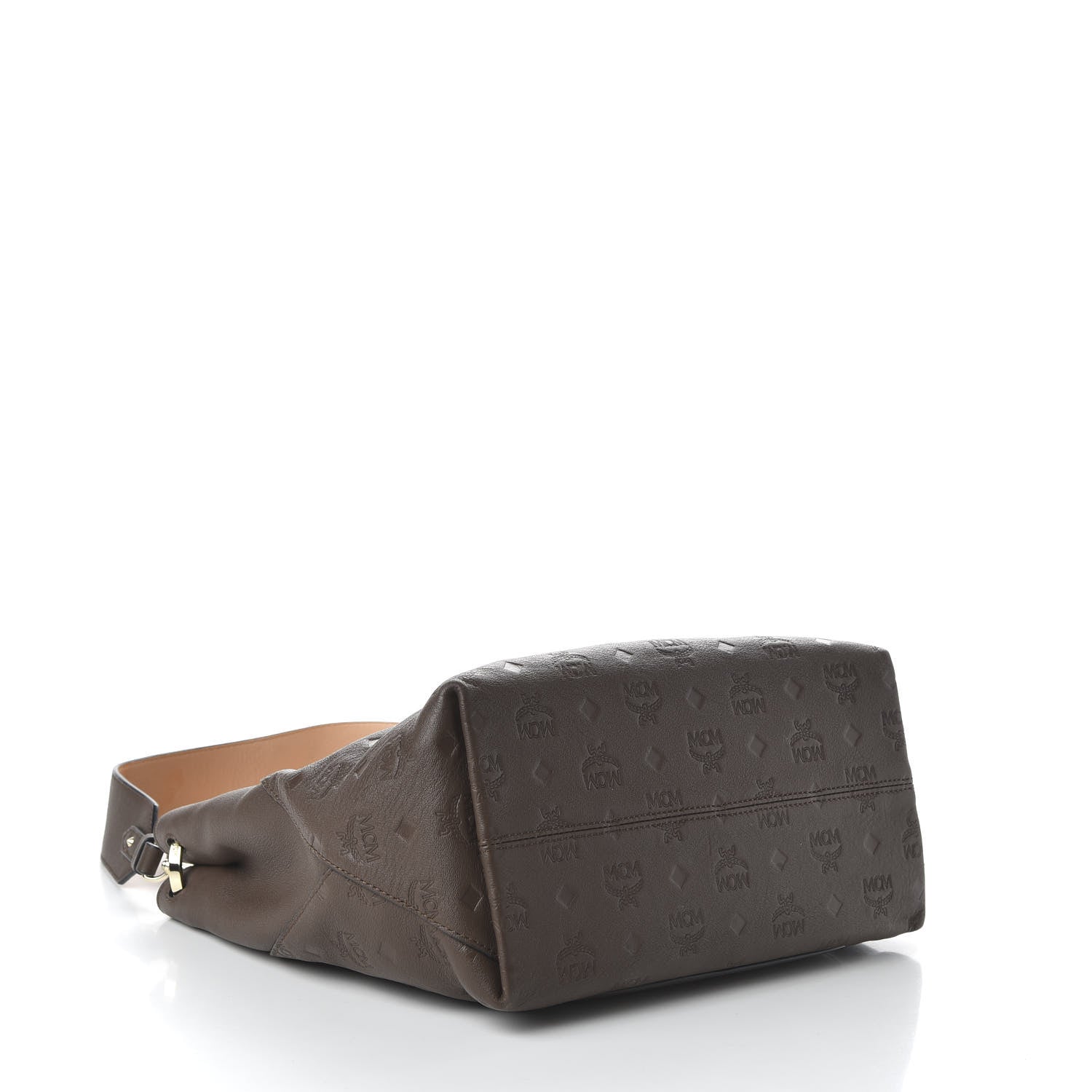 MCM Calfskin Ottomar Monogram Medium Klara Hobo Chestnut 4 of 9