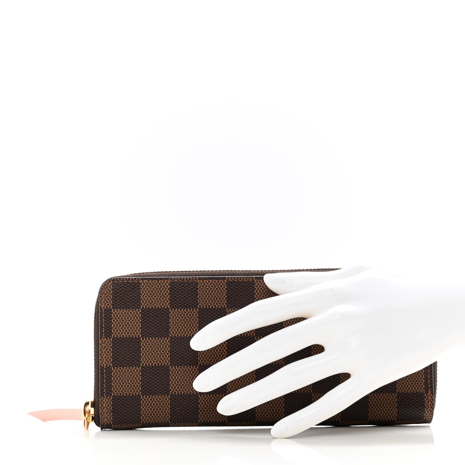 Louis Vuitton Damier Ebene Clemence Wallet Rose Ballerine 2 of 7