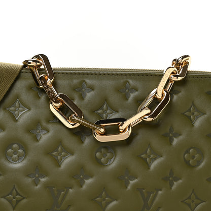 Louis Vuitton Lambskin Embossed Monogram Coussin MM Khaki 7 of 9