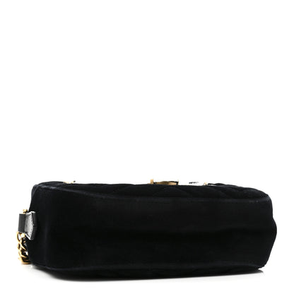 Gucci Velvet Matelasse Marquise Crystals Mini GG Marmont Chain Shoulder Bag Black 4 of 10