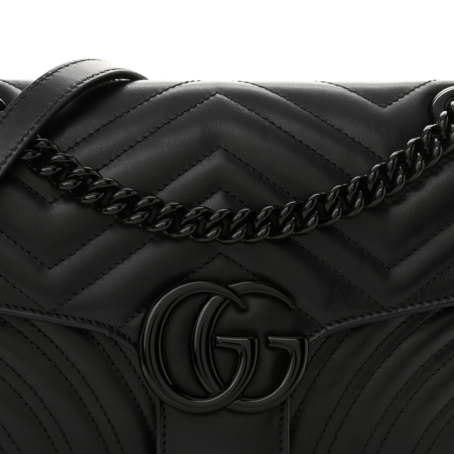Calfskin Matelasse Monochrome Small GG Marmont Shoulder Bag Black