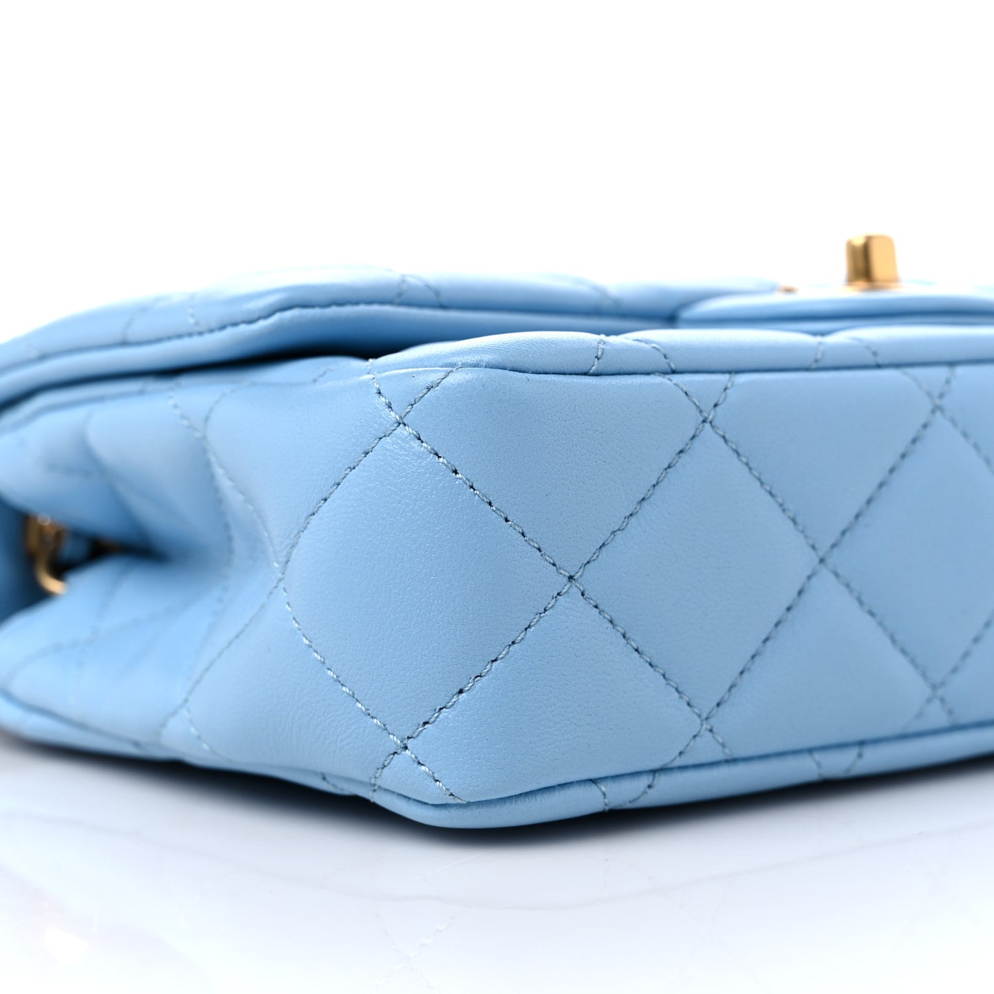Lambskin Quilted Small Wenge Wood Flap Light Blue