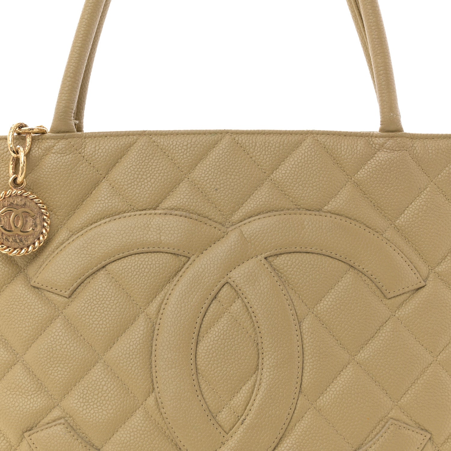 Chanel Caviar Quilted Medallion Tote Beige 8 of 13