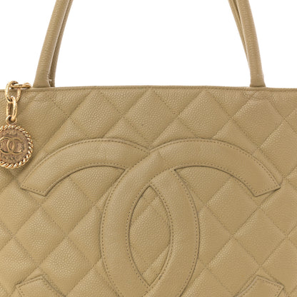 Chanel Caviar Quilted Medallion Tote Beige 8 of 13