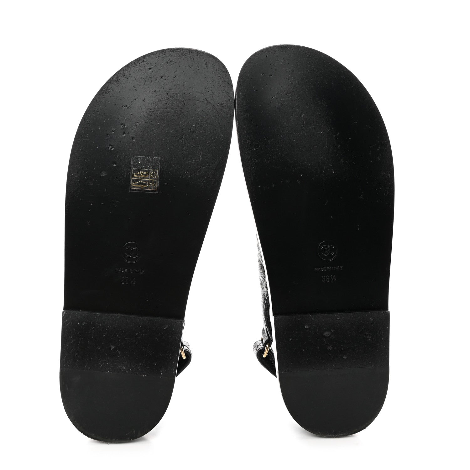 Chanel Grained Calfskin Velcro Dad Sandals 38.5 Black 5 of 9