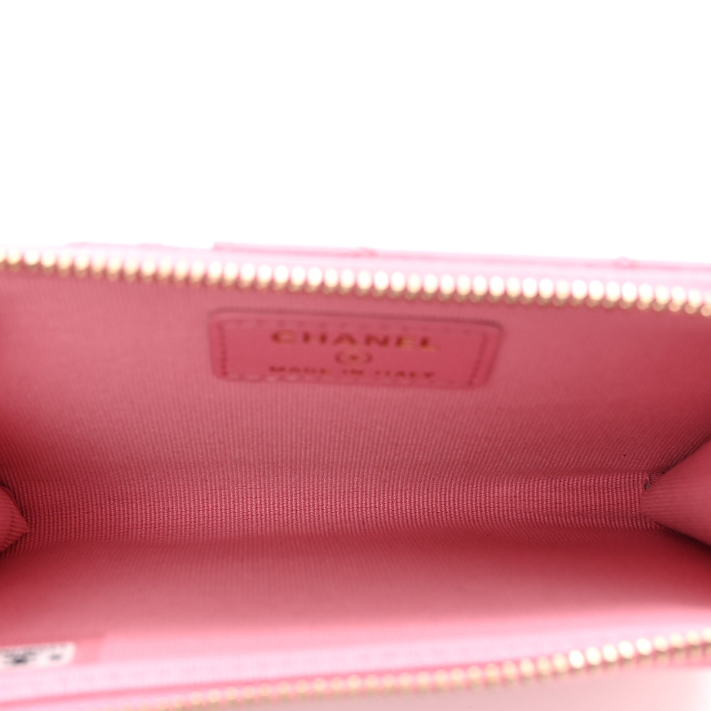 Lambskin Quilted CC Zip Around Card Holder Pink