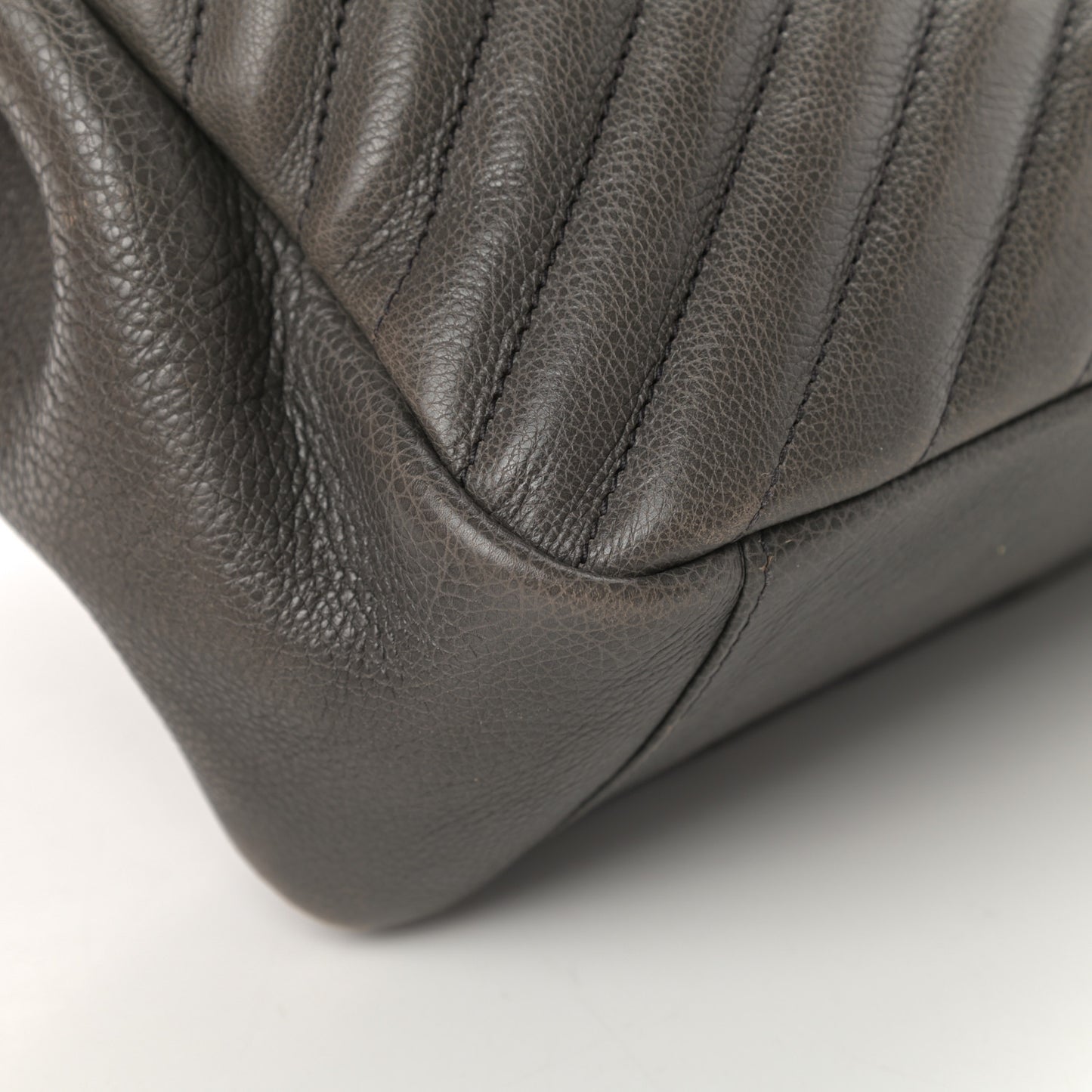 Calfskin Matelasse Chevron Monogram Large College Satchel Light Coal