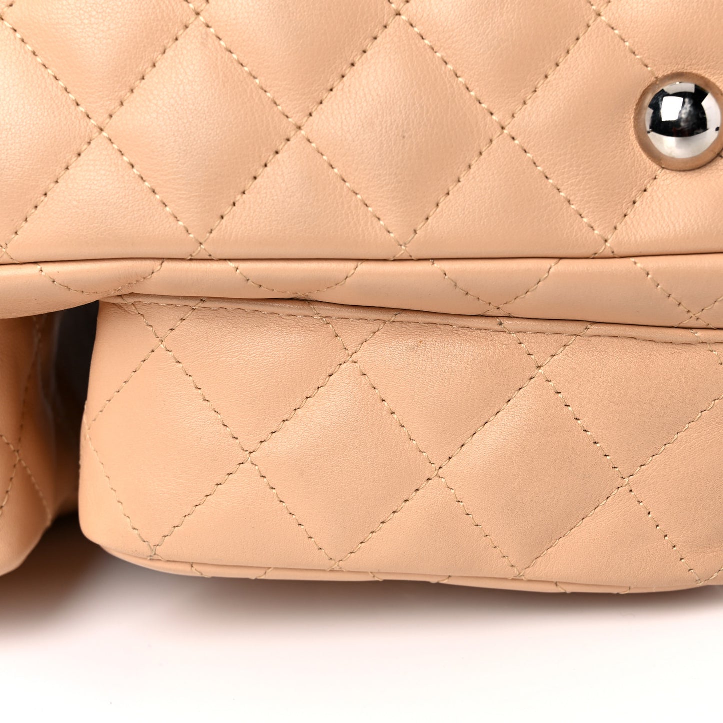 Calfskin Quilted Large Cambon Multipocket Reporter Beige Black