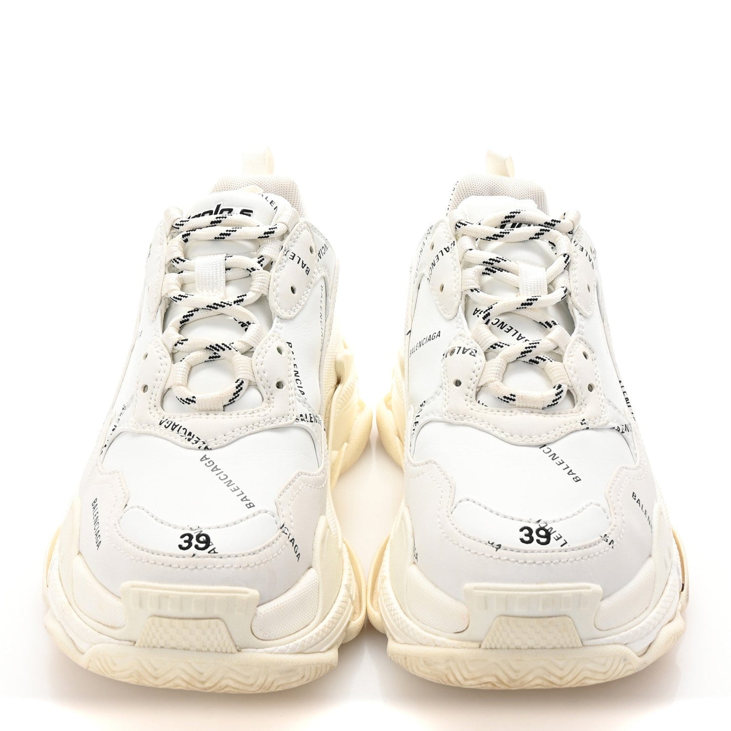 Technical Fabric Allover Logo Womens Triple S Sneakers 39 White Black