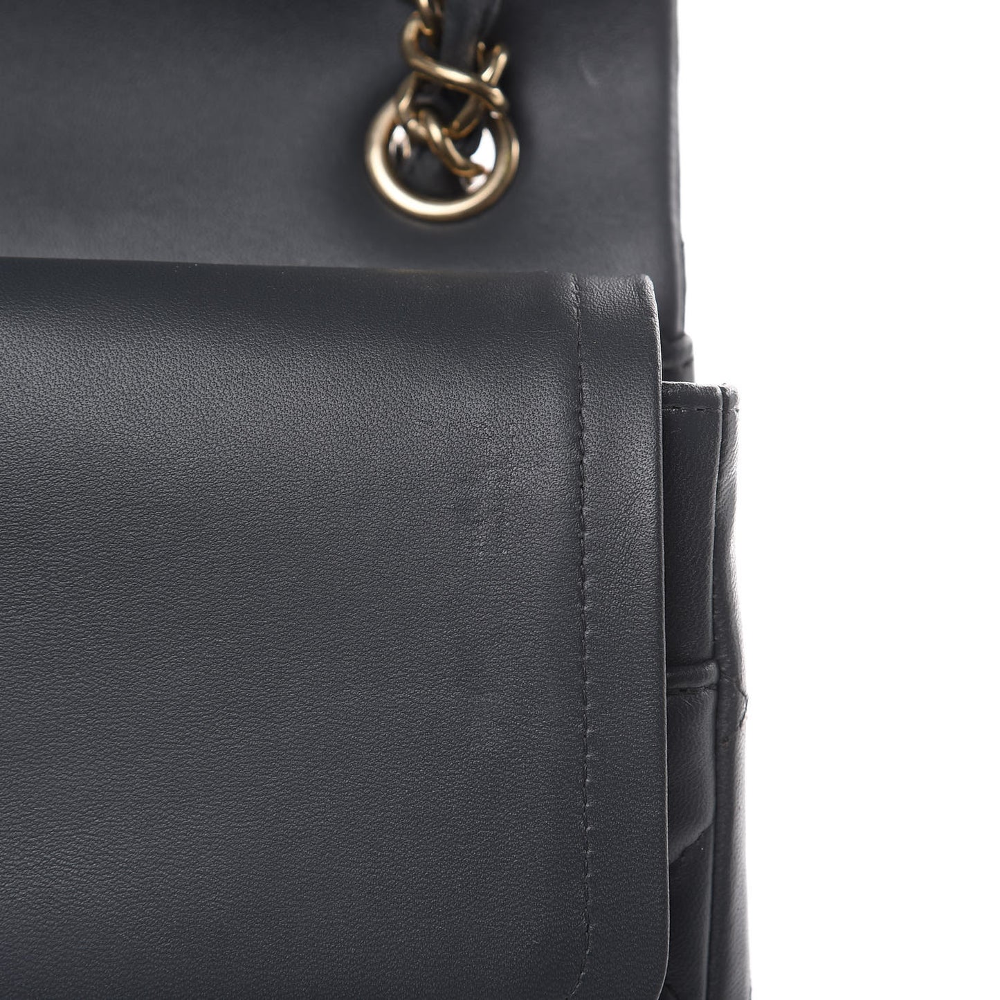 Lambskin Quilted Jumbo Double Flap Grey